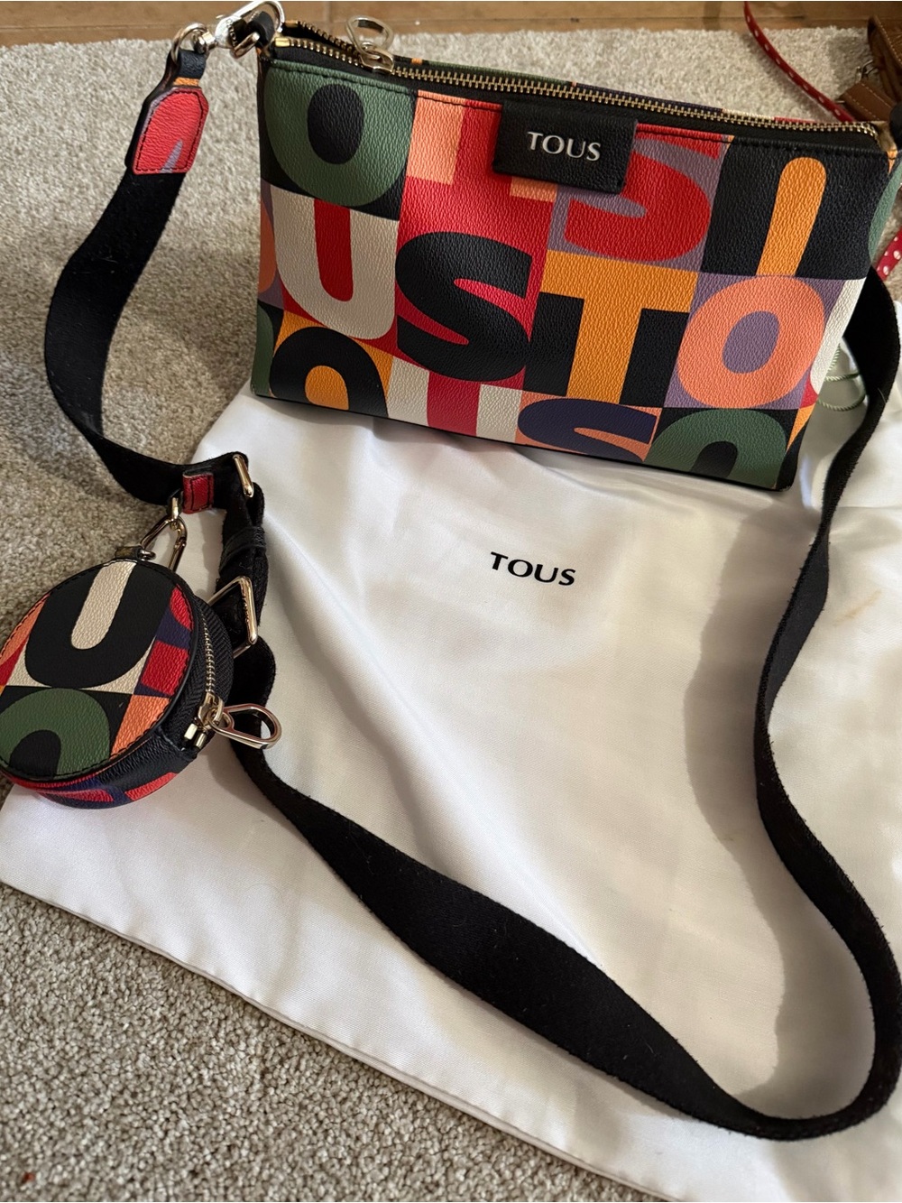 TOUS Multicolor Graphic Logo Crossbody with Coin Pouch